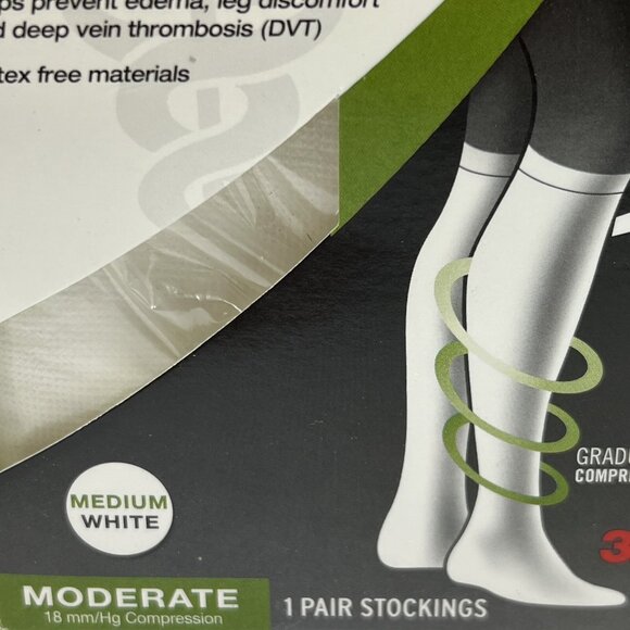 Futuro Stockings Unisex M Anti Embolism Knee Length Closed Toe White 71055 5 PK - Picture 3 of 4